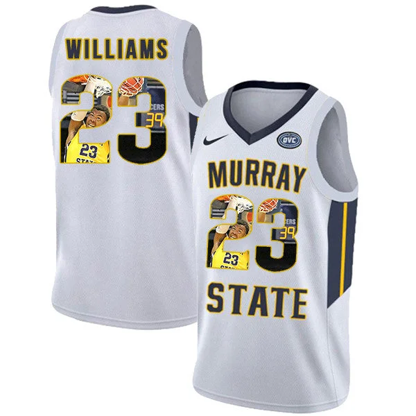 Murray State Racers 23 KJ Williams White Fashion College Basketball Basketball Jersey