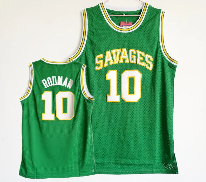 Oklahoma Savages 10 Dennis Rodman Green College Basketball Mesh Basketball Jersey