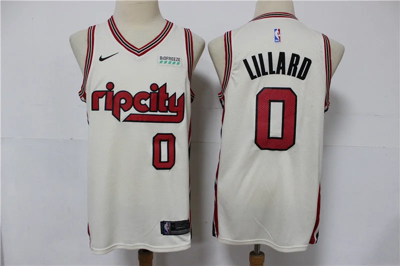 Blazers 0 Damian Lillard Cream 2019-20 Swingman Basketball Jersey