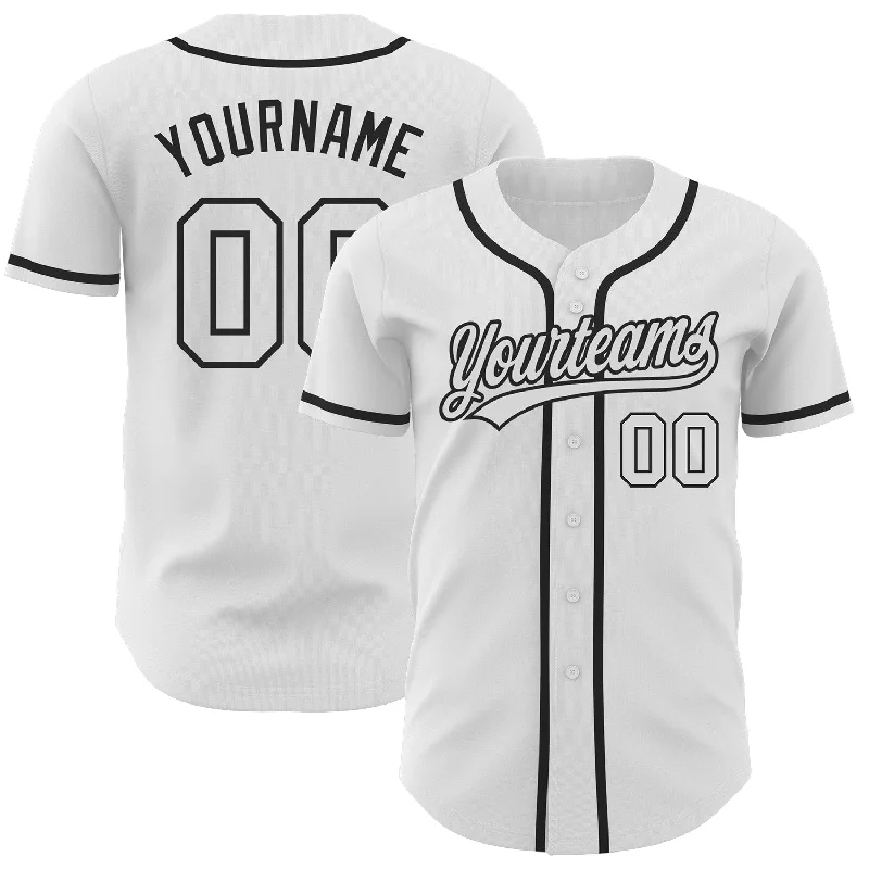 Custom White White-Black Authentic Baseball Jersey