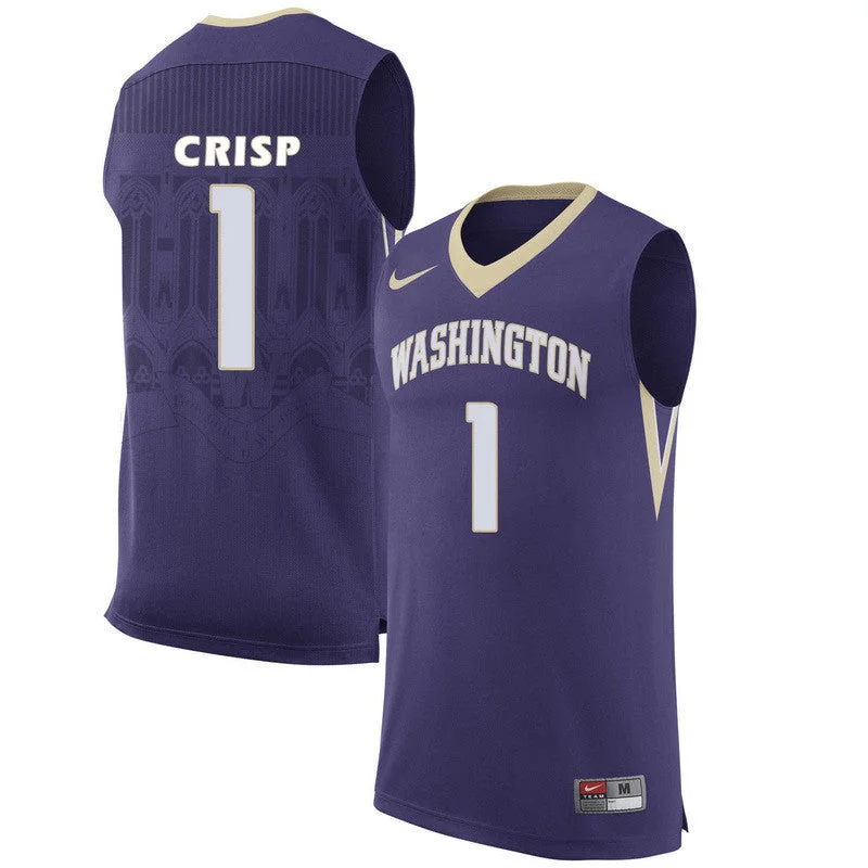 Washington Huskies 1 David Crisp Purple College Basketball Basketball Jersey