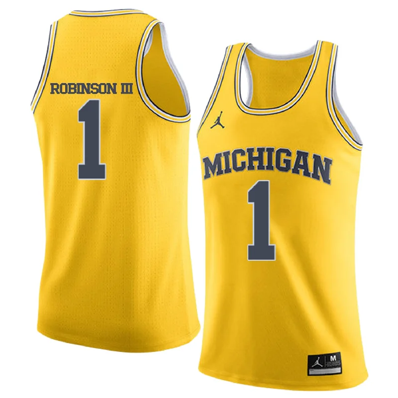 University of Michigan 1 Glenn Robinson III Yellow College Basketball Basketball Jersey