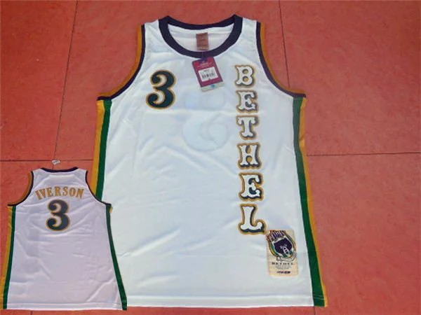 Bethel High School 3 Allen Iverson White Throwback Basketball Jersey