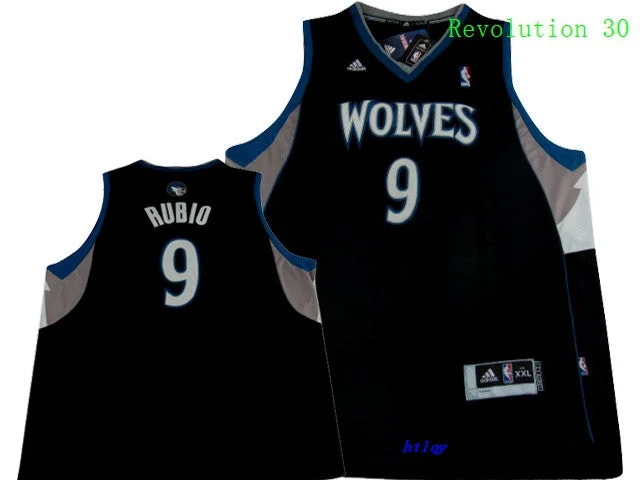 Timberwolves 9 Ricky Rubio Black Revolution 30 Basketball Jersey